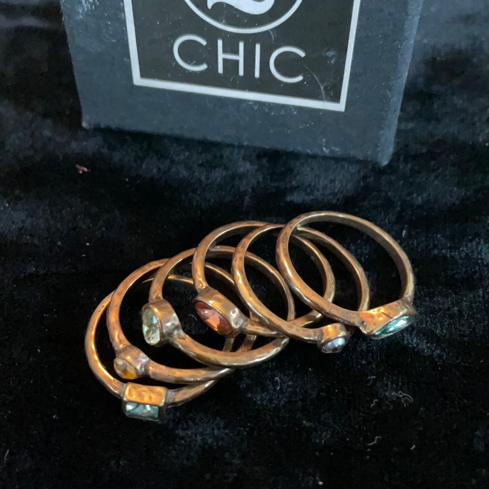 Copper Stackable Multi Stone Ring Size 7